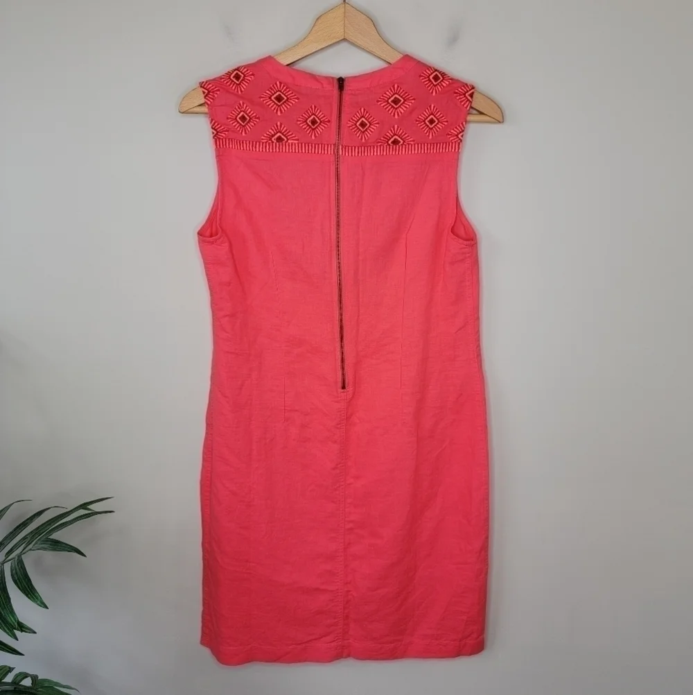 NWT J. Crew Linen Blend Embroidered Sheath Dress Size XS
